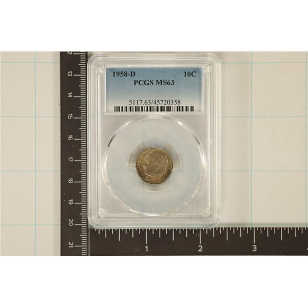 1958-D SILVER ROOSEVELT DIME PCGS MS63