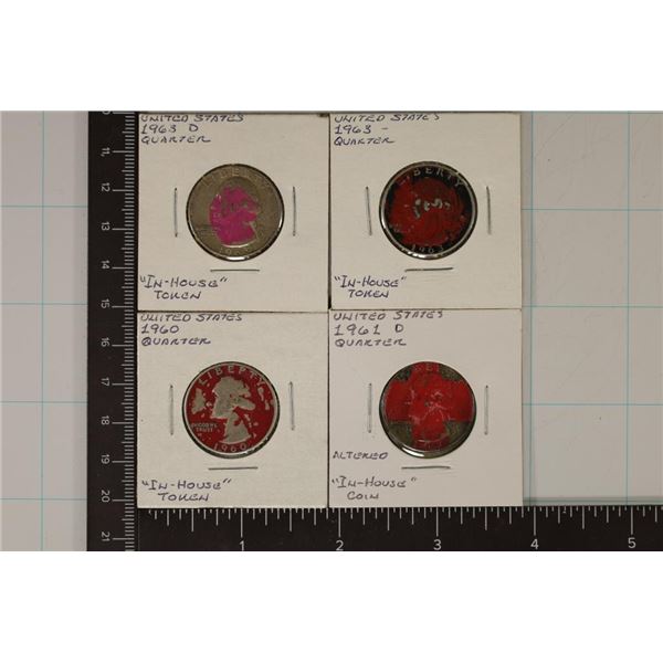 1960, 61-D, 63 & 1963-D WASHINTON SILVER QUARTERS