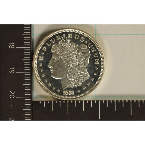 1/2 TROY OZ. .999 FINE SILVER COPY OF A MORGAN $