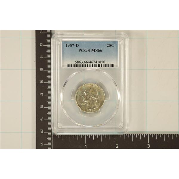 1957-D WASHINGTON SILVER QUARTER PCGS MS66