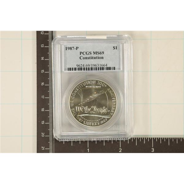 1987-P US SILVER DOLLAR CONSTITUTION PCGS MS69