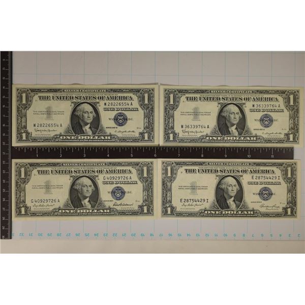 1935-E, 1957 & 2-1957-B US $1 SILVER CERTS, BLUE