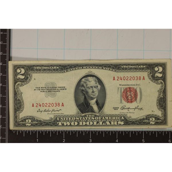 1953 US $2 RED SEAL NOTE