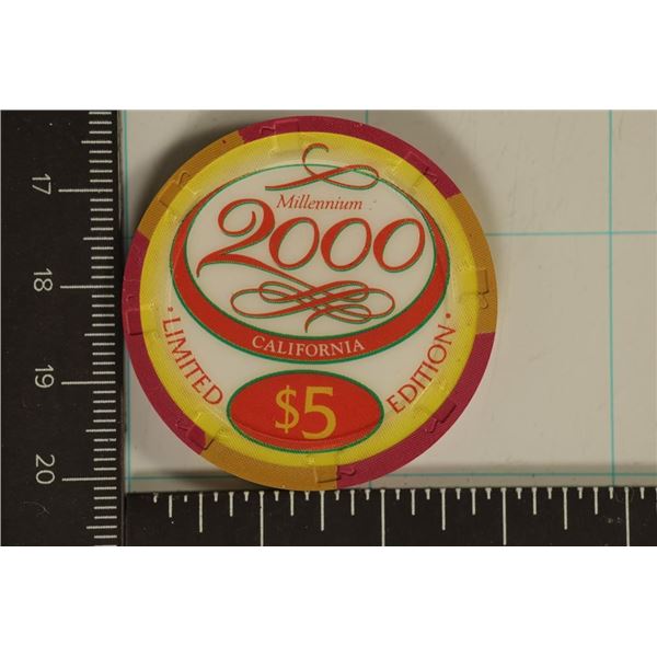 $5 CALIFORNIA HOTEL CASINO CHIP 2000 LIMITED