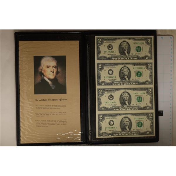 UNCUT SHEET OF FOUR 2003-A US $2 FRNS CRISP UNC