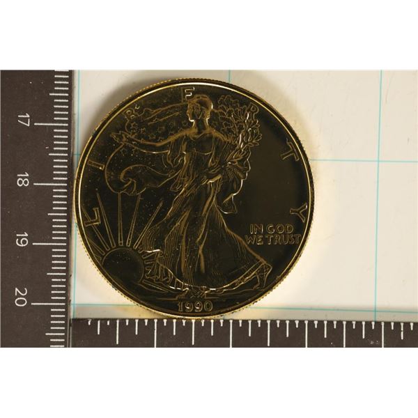 GOLD ELECTROPLATED 1990 AMERICAN SILVER EAGLE