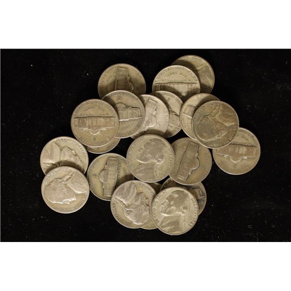 20 ASSORTED 35% SILVER JEFFERSON WAR NICKELS: 1942