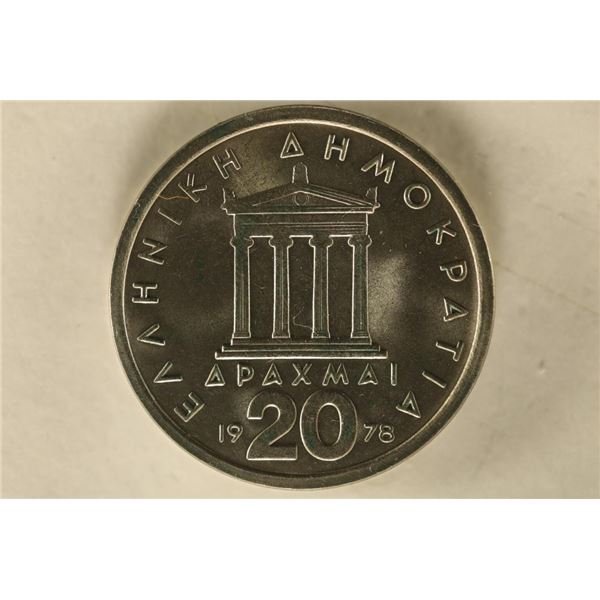 1978 GREECE 20 DRACHMAI. BRILLIANT UNC