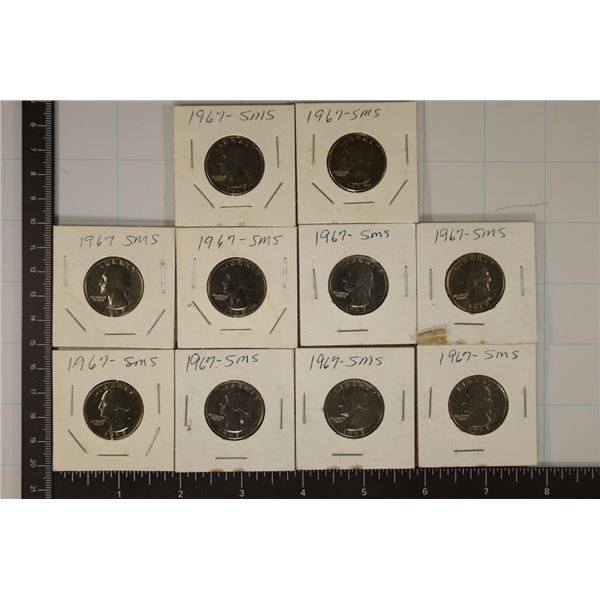 10-1967 BRILLIANT UNC SMS WASHIGNTON QUARTERS