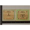 Image 1 : 2-1943 ITALY MILITARY PAYMENT CERTS: 1 & 5 LIRE