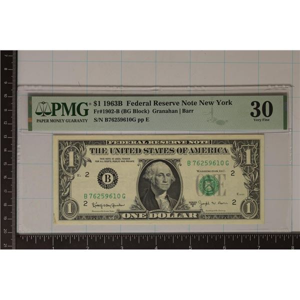 1963-B US $1 FRN. PMG 30 VERY FINE. FR#1902-B