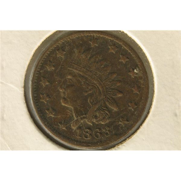 1863 CIVIL WAR TOKEN "NOT ONE CENT"