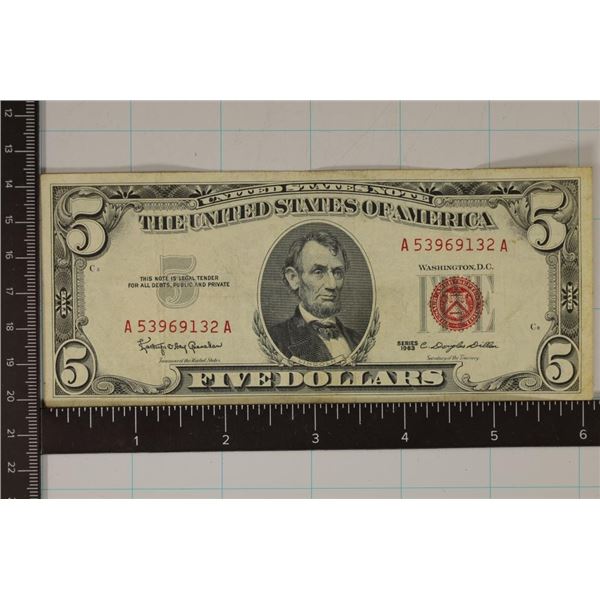 1963 US $5 RED SEAL NOTE