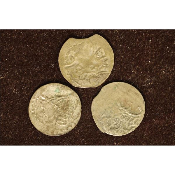 3 SILVER DIME SIZED OTTOMAN EMPIRE PARA COINS: