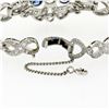 Image 4 : Antique Art Deco Platinum GIA Round Diamond Sapphire Infinity Leaf Link Bracelet