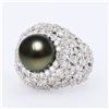 Image 2 : 11mm Tahitian Pearl and 3.00 ctw Diamond 18K White Gold Ring