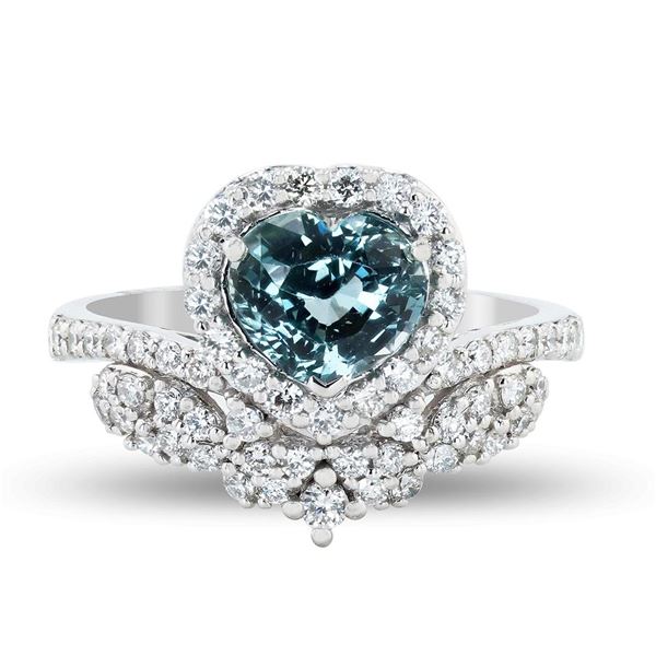2.03 ctw Heart Shaped Blue Sapphire and 0.68 ctw Diamond Platinum Ring (GIA CERT