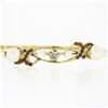 Image 2 : Vintage 14K Yellow Gold 0.52 ctw Diamond Garnet Pearl Hinged Open Bangle Bracele