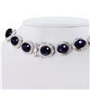 Image 3 : 135.30 ctw Blue Sapphire and 0.68 ctw Diamond Silver Necklace