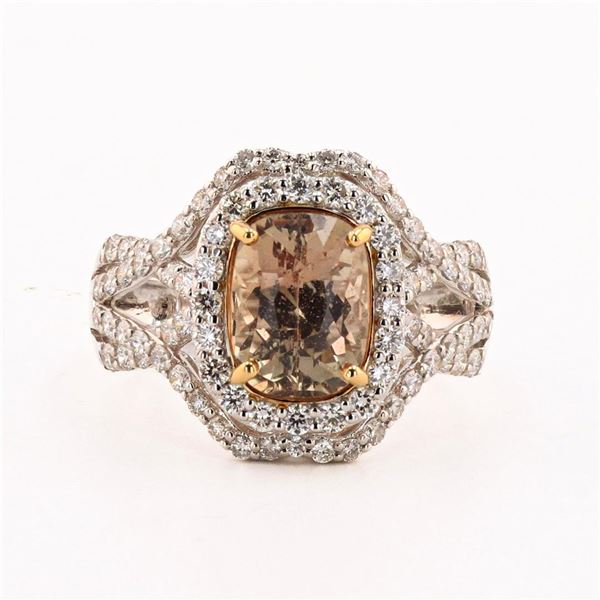 3.15 ctw UNHEATED Purplish Pink Sapphire and 1.02 ctw Diamond 18K White and Yell