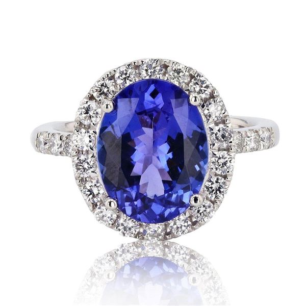 3.65 ctw Tanzanite and 1.11 ctw Diamond Platinum Ring