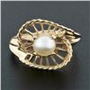 Image 2 : 14K Yellow Gold 6.0mm Pearl Solitaire Wave Bypass Shell Open Work Cocktail Ring