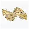 Image 3 : Antique 18k Gold 3.24 ctw Old Cut Diamond & Emerald Ribbon Dual Dress Clip Brooc