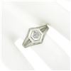 Image 2 : Vintage 18k Gold Diamond Solitaire Matte & Polished Hand Engraved Hexagon Ring