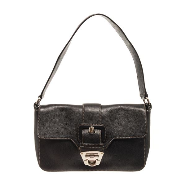 Salvatore Ferragamo Black Leather Ganc Shoulder Bag