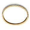 Image 8 : 18K TT Gold 4.25 ctw Pave Set Ideal Cut Diamond Pierced Wavy Hinge Bangle Bracel