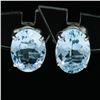 Image 2 : New 14K White Gold 2.84 ctw Oval Prong Set Aquamarine Open Basket Stud Earrings