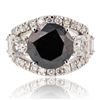Image 1 : 8.57 ctw Black CENTER Diamond 14K White Gold Ring (12.51 ctw Diamonds)