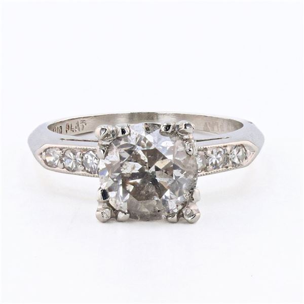 1.82 ctw CENTER Diamond Platinum Ring (1.94 ctw Diamonds)