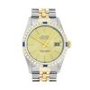 Image 1 : Rolex Mens Champagne Index Dial 18K Yellow Gold Sapphire And Diamond Bezel Datej