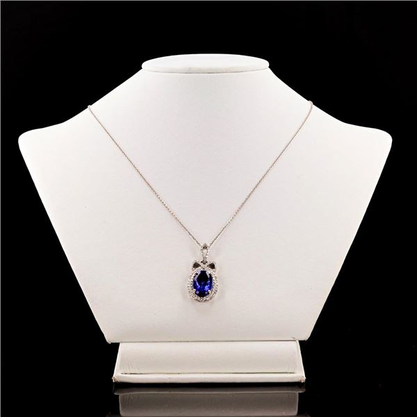 6.44 ctw Tanzanite and 0.66 ctw Diamond Platinum Pendant