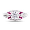 Image 1 : 1.01 ctw Diamond and 0.47 ctw Ruby Platinum Ring (1.66 ctw Diamonds)
