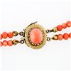 Image 7 : Vintage Graduated Dual Strand Salmon Coral Bead Necklace Etched 14k Gold Clasp
