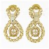 Image 5 : Vintage 18K Gold 9.5 ctw Prong Round Diamond Pearl Infinity Figure 8 Drop Earrin