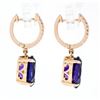 Image 4 : 14k Rose Gold 8.45 ctw FINE Oval Cut Purple Amethyst Diamond Drop Dangle Earring