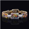 Image 1 : 21.33 ctw Multi Color Sapphire and 1.46 ctw Diamond 14K Yellow Gold Bracelet