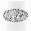 Image 1 : Antique Art Deco 14K White Gold 1.45 ctw 2 Old European Diamond Pave Cluster Rin