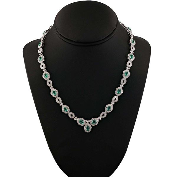8.01 ctw Emerald and 4.05 ctw Diamond Platinum Necklace