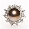 Image 1 : 12.9mm Tahitian South Sea Pearl and 1.16 ctw Diamond 14K White Gold Ring
