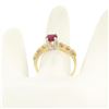 Image 6 : 14k Yellow & White Gold 0.95 ctw Round Ruby Solitaire & Diamond Engagement Ring