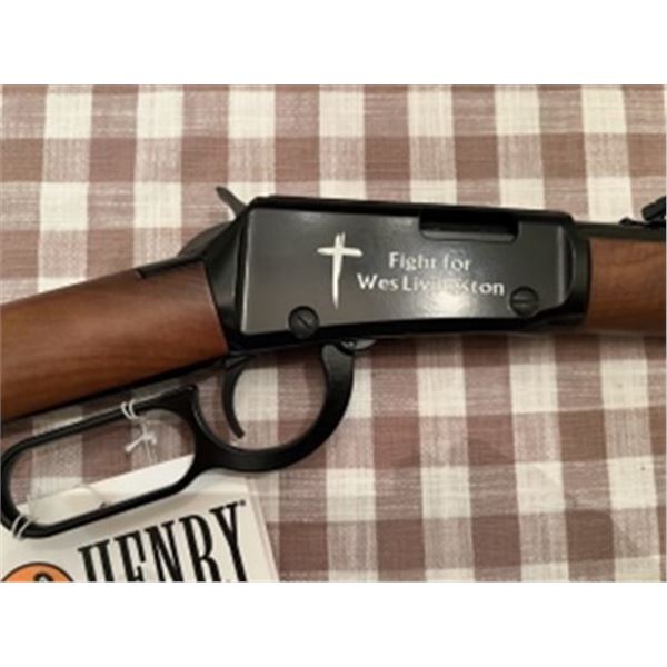 Custom engraved “fight for Wes Livingston” lever action .22