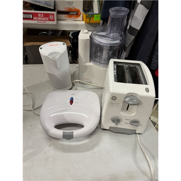 Toaster, food processor, waffle maker and kettle