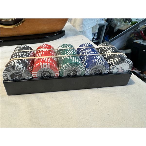 NHL clay poker chip set never used