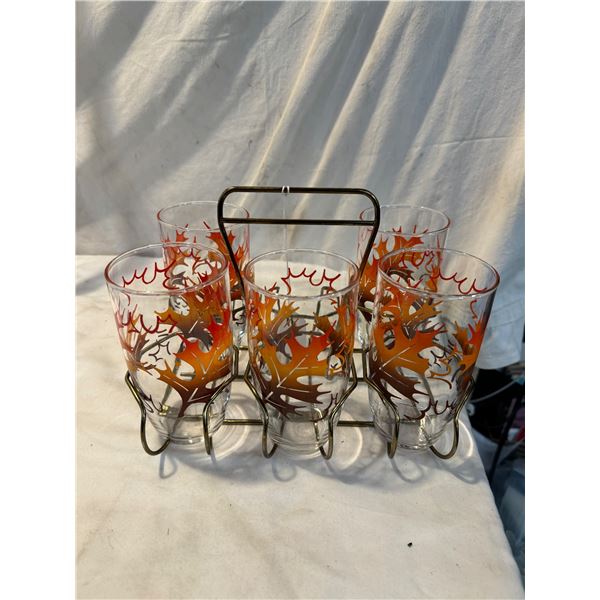 Vintage "autum leaves " bar set one missing