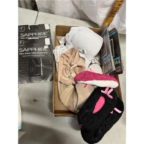 Bras, slippers, pantyhose