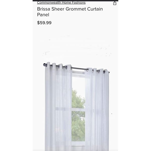 Elegant transparency, grommet top design for easy hanging, enhances natural light, new.